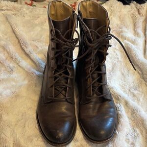 Frye Classic Brown Leather Lace-Up Boots